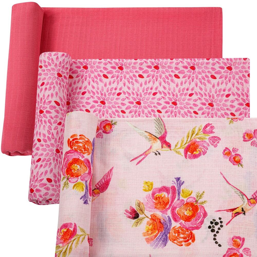 Dreams & Dimples Muslin Swaddles - Pack of 3's - Humming Bird - Picture 2 of 4